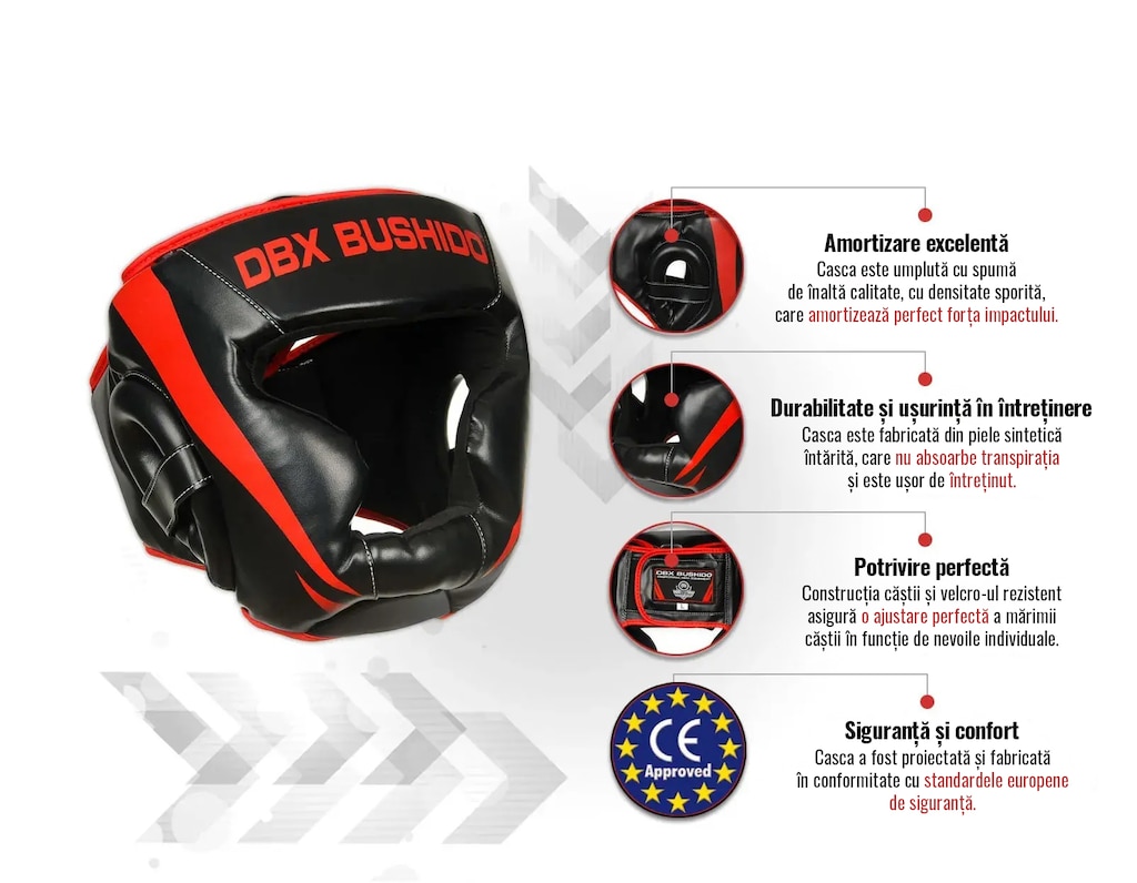 Kask bokserki Bushido infografika